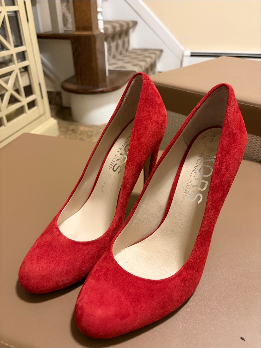 Michael Kors Red Suede Classic Pump Heels
